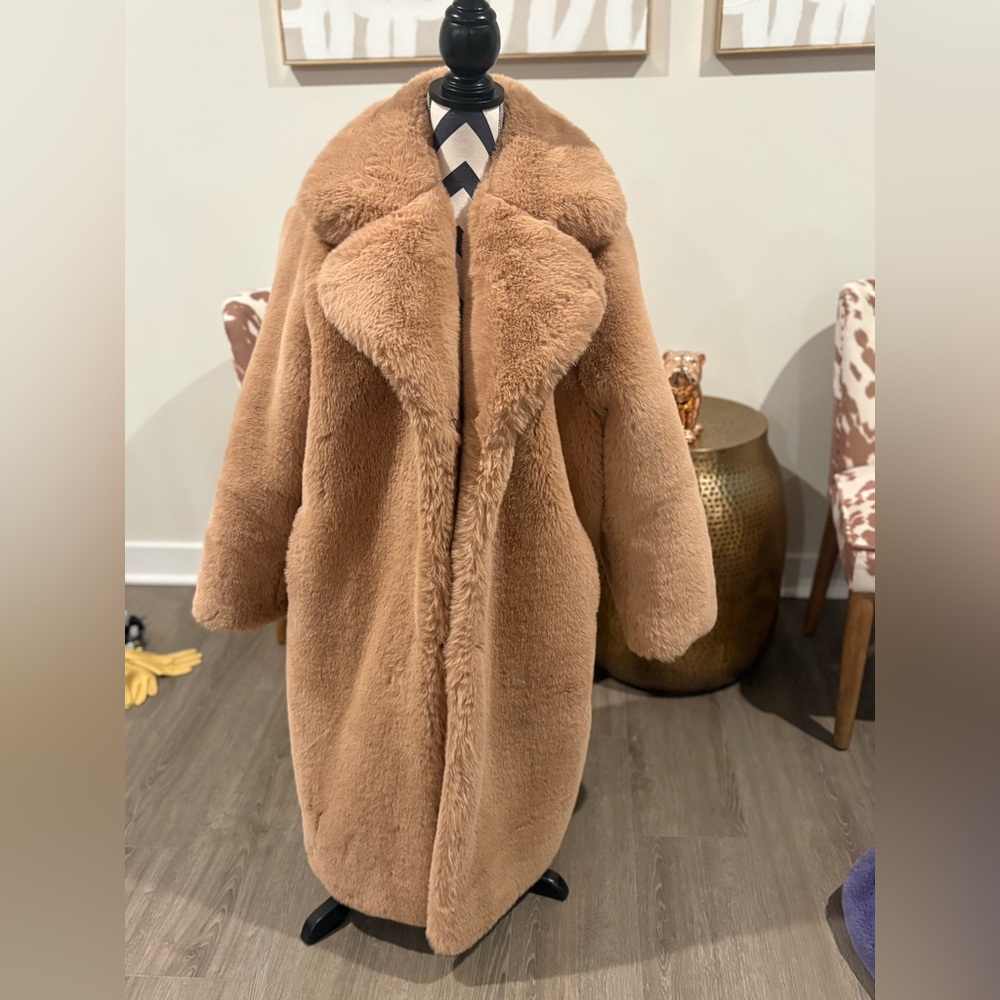 Noize Women's Plush Brown Teddy Coat
